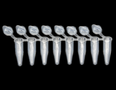 0.2ML 8 strip tubes with attached dome caps,Nature color